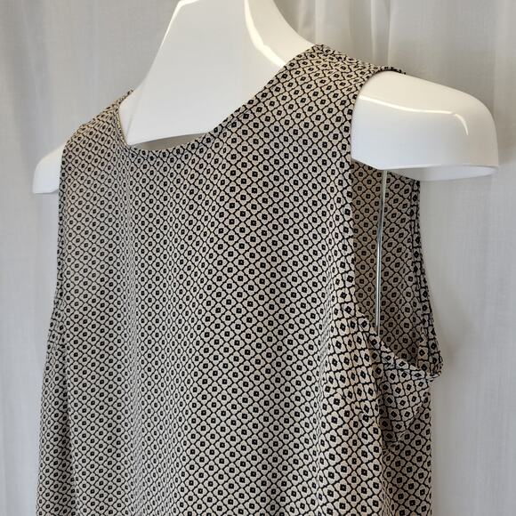 Philosophy Split Hem Tunic Shell Black White Tan, M, NWT - Picture 2 of 11